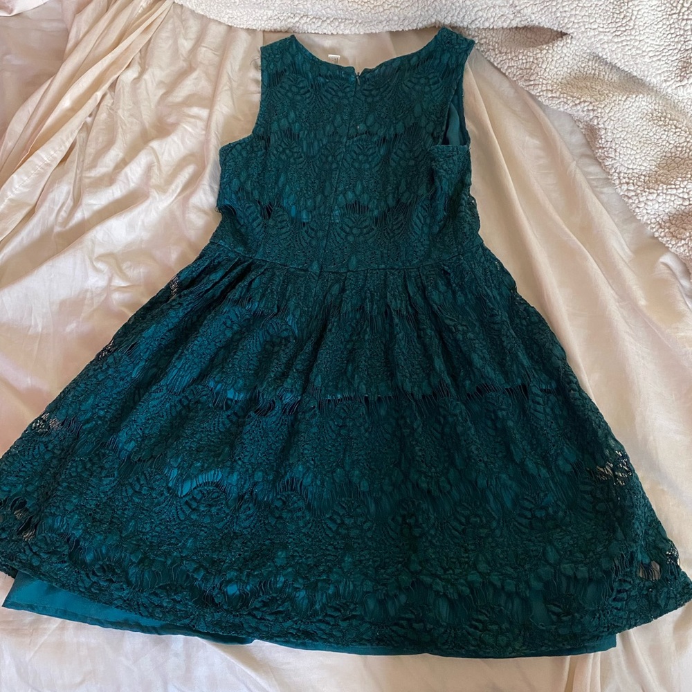 Forest Green Lace Skater Dress